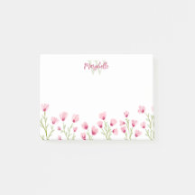 Hübsche rosa Wildblumen feminine Monogramm