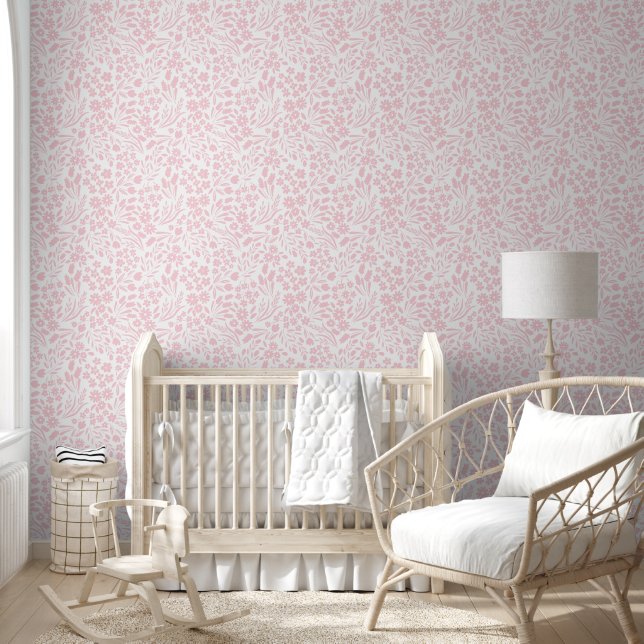 Hübsche rosa Wildblumen Kinderzimmer Kinderzimmer Tapete (Kinder)