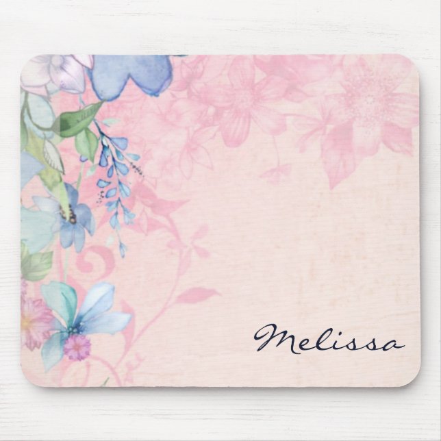 Hübsche rosa Wildblumen Mousepad (Vorne)