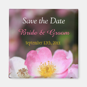 hübsche rosa wilde Rosenblume Hochzeit Save-the-Da Magnet