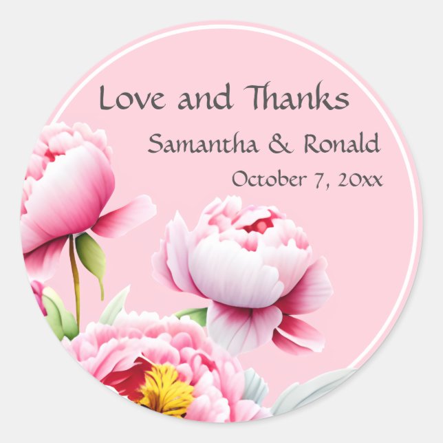 Hübsche rosa Zinnspitzen auf rosa Hochzeit Runder Aufkleber (Vorderseite)