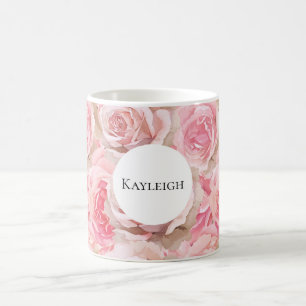 Hübsche rosafarbene Rosen Blumen Kaffeetasse
