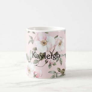 Hübsche rosafarbene weiße Blüten   Kaffeetasse