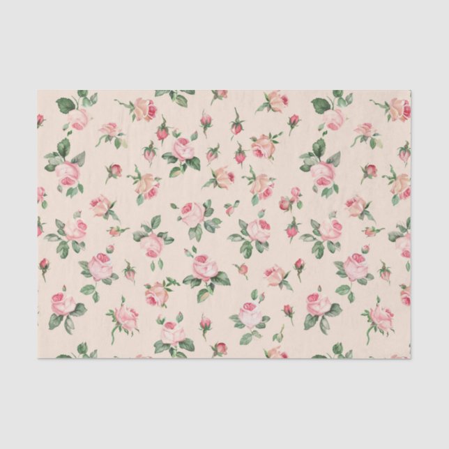 Hübsche Rose Blumenrosa Pfirsichcreme Brautparty Seidenpapier (Vorderseite)