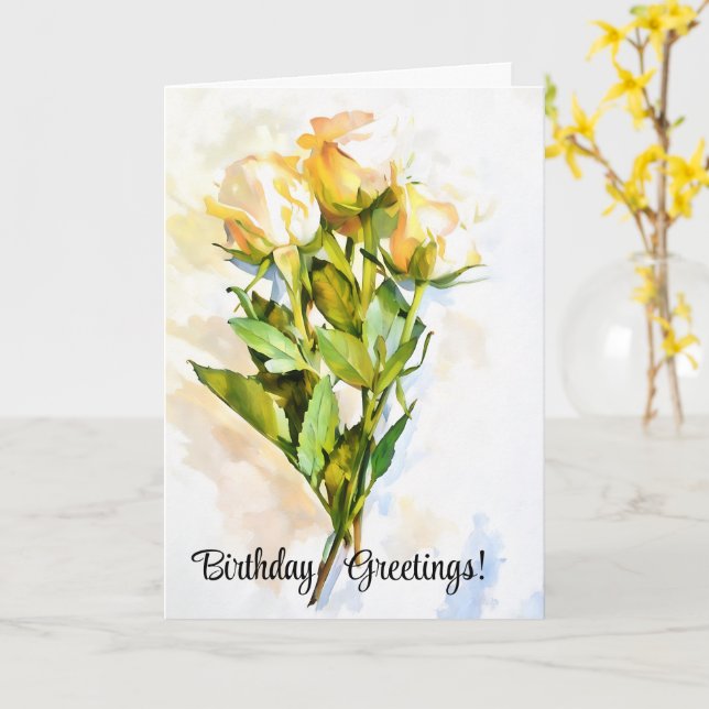 Hübsche Rose Bunch Blume Geburtstag Kunstkarte Karte (Gelbe Blume)