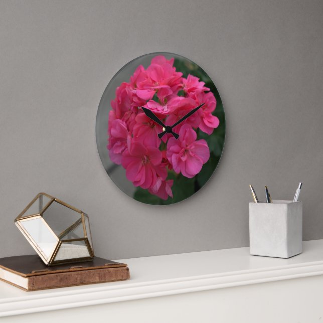 Hübsche Rose Geranium Blumenzahl Große Wanduhr (Büro)