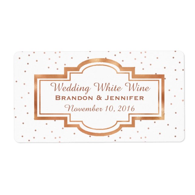 Hübsche Rose Gold Custom Wedding Mini Wine Labels (Vorne)