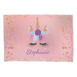 Hübsche Rose Gold Einhorn Glitzer Personalisierter Kissenbezug