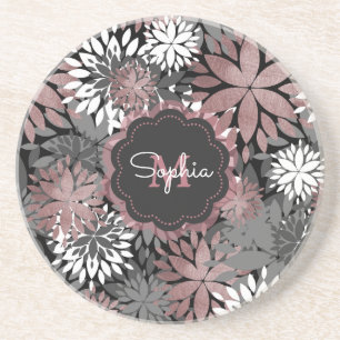 Hübsche Rose Gold Floral Illustration Muster Sandstein Untersetzer