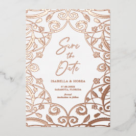 Hübsche Rose Gold Floral Lace Hochzeit Folieneinladung