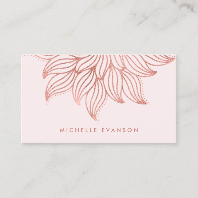 Hübsche Rose Gold Mandala Yoga Dozentin Rosa Visitenkarte (Vorderseite)