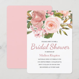 Hübsche Rose Gold Pink Blume Brautparty Einladung