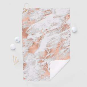 Hübsche Rose Gold Weißer Glitzy Marmor Golfhandtuch