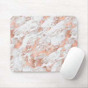 Hübsche Rose Gold Weißer Glitzy Marmor Mousepad
