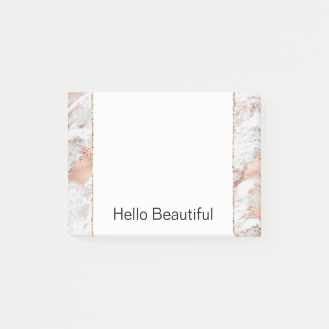 Hübsche Rose Gold Weißer Glitzy Marmor Post-it Klebezettel (Vorderseite)