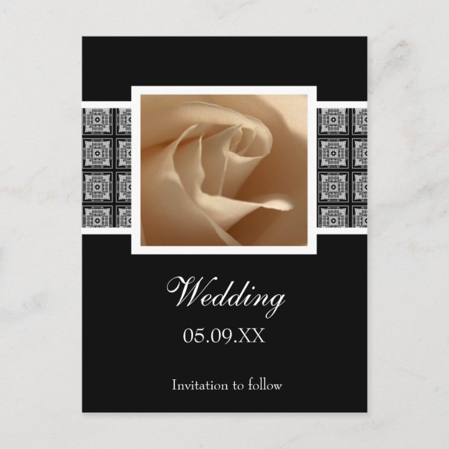 Hübsche Rose Hochzeit speichern Datum Ankündigung  (Vorderseite)