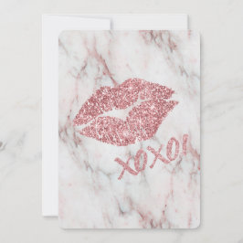 Hübsche Rose Imitate Glitzer XOXO Kiss Einladung