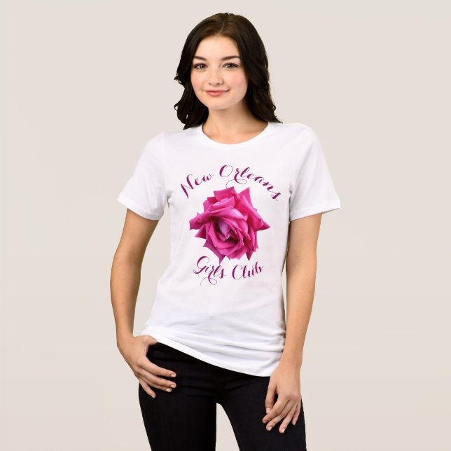Hübsche Rose mit rosa  T - Shirt (Vorderseite voll)