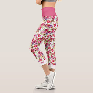 Hübsche Rose Rosa Bläserchische Girl-Monogramm Capri Leggings