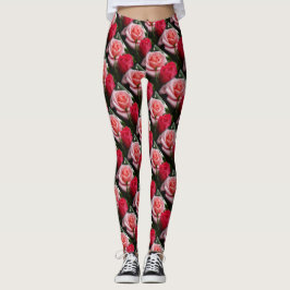 Hübsche Rose rosa Blumenmuster Leggings