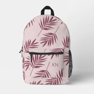 Hübsche Rose Rosa Muster-Monogramm-Initialen Verla Bedruckter Rucksack