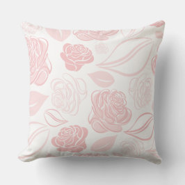 Hübsche Rose und Blätter aus Weiß und Rose Kissen