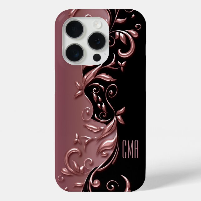 Hübsche Rose Verziertes Design | Monogramm Case-Mate iPhone Hülle (Rückseite)
