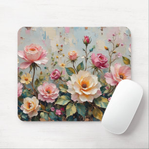 Hübsche Rose Vintag Rosa und Creme Garden Mousepad