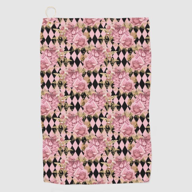 Hübsche Rosen auf Harlequin Golfhandtuch (Vorderseite)