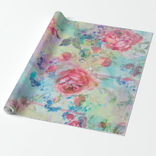 Hübsche Rosen Blumenmalerei Aquarell Design Geschenkpapier