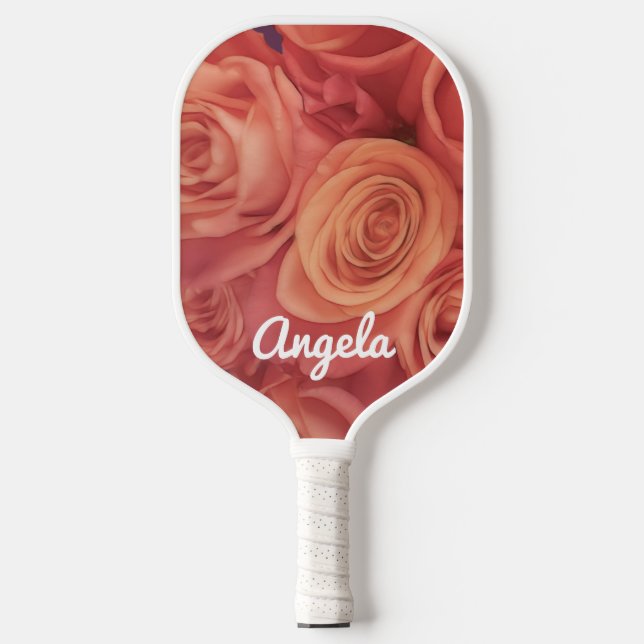 hübsche Rosen in Rosa personalisieren Pickleball Schläger (Vorderseite)