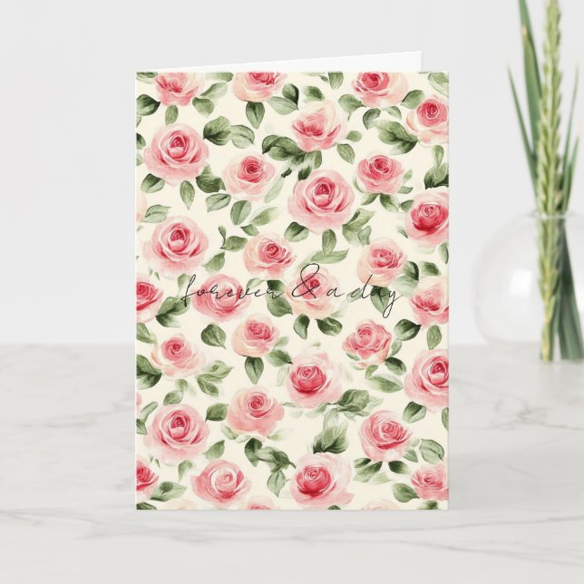 Hübsche Rosenblütenhochzeit Liebe Karte (Vorderseite)