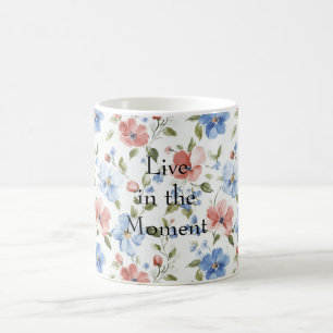 Hübsche rote blaue Blumen Kaffeetasse