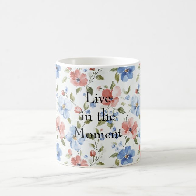 Hübsche rote blaue Blumen Kaffeetasse (Mittel)