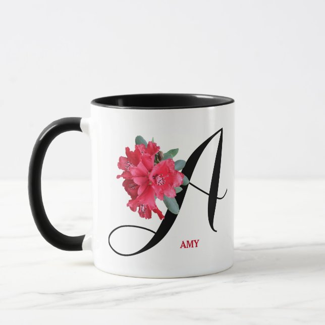 Hübsche rote Blume  Amy-Name Tasse (Links)