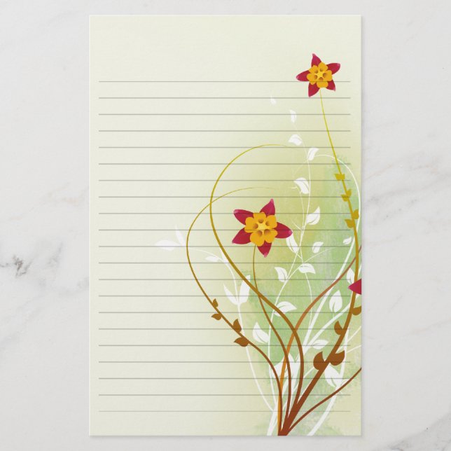 hübsche rote Blume auf weichem grünem Papier (Vorderseite)