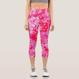 Hübsche Rote Blume Capri Leggings