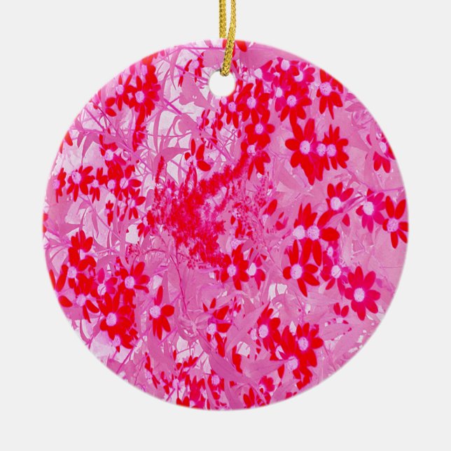 Hübsche Rote Blume Keramik Ornament (Vorne)