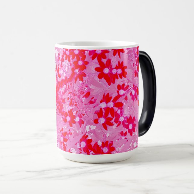 Hübsche Rote Blume Verwandlungstasse (VorderseiteRechts)