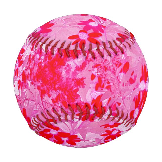 Hübsche rote Blumen Baseball (Vorderseite)