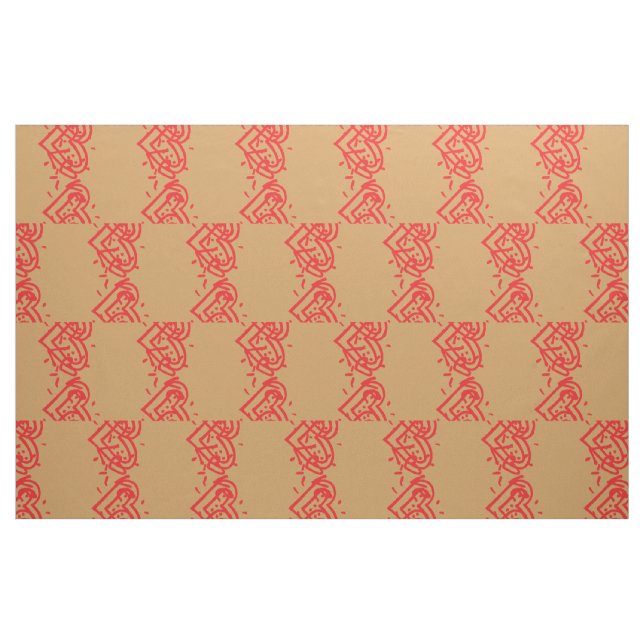 Hübsche rote Doodles Herz-Liebe Muster Stoff (Fat Quarter (45,7 x 55,9 cm))
