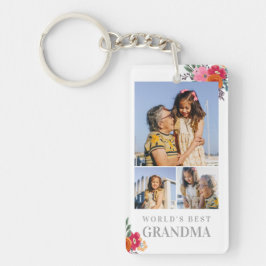 Hübsche Rote Flora Oma 3 FotoCollage Schlüsselanhä Schlüsselanhänger