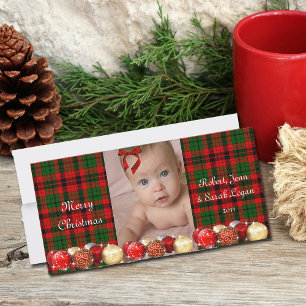 Hübsche rote grüne Tartan Karo Weihnachtskarte Feiertagskarte
