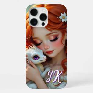 Hübsche rote Haarfee mit Drachenmonogramm iPhone 16 Pro Max Hülle