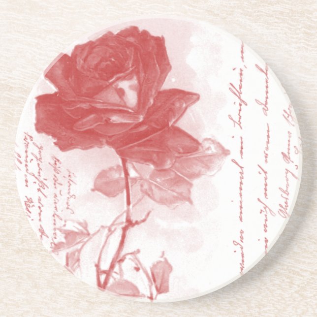 Hübsche Rote Rose Getränkeuntersetzer (Vorne)