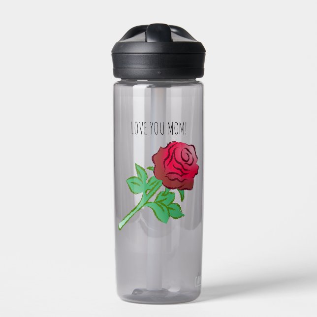 Hübsche rote Rose Trinkflasche (Vorderseite)