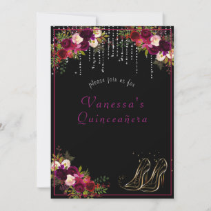 Hübsche Rote Rosen funkeln Sterne Hoch Heels Quinc Einladung