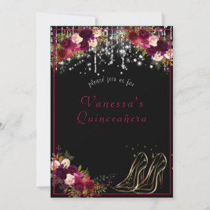 Hübsche Rote Rosen funkeln Sterne Hoch Heels Quinc Einladung