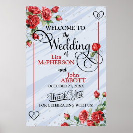 Hübsche Rote Rosen Hochzeitsfeier Poster