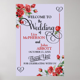 Hübsche Rote Rosen Hochzeitsfeier Poster